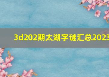 3d202期太湖字谜汇总2023