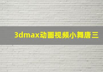 3dmax动画视频小舞唐三