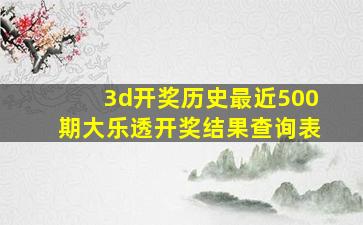 3d开奖历史最近500期大乐透开奖结果查询表