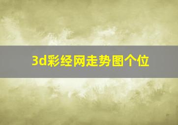 3d彩经网走势图个位