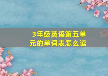 3年级英语第五单元的单词表怎么读