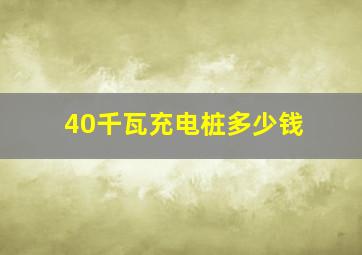 40千瓦充电桩多少钱