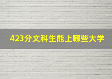 423分文科生能上哪些大学