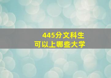 445分文科生可以上哪些大学