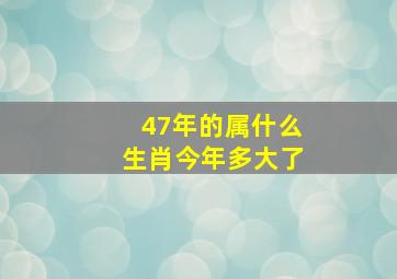 47年的属什么生肖今年多大了