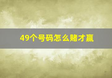 49个号码怎么赌才赢