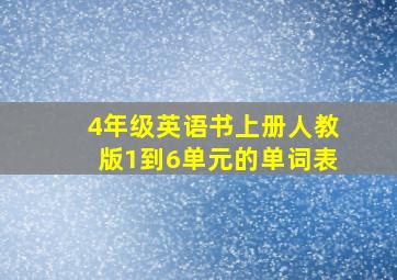 4年级英语书上册人教版1到6单元的单词表