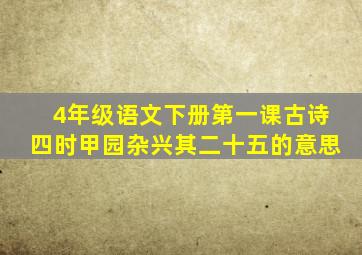 4年级语文下册第一课古诗四时甲园杂兴其二十五的意思