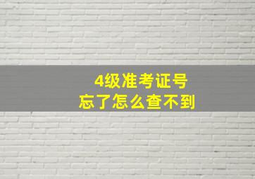 4级准考证号忘了怎么查不到