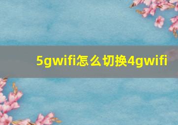 5gwifi怎么切换4gwifi