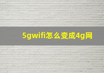 5gwifi怎么变成4g网