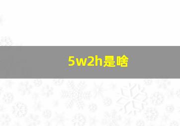 5w2h是啥