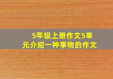 5年级上册作文5单元介绍一种事物的作文