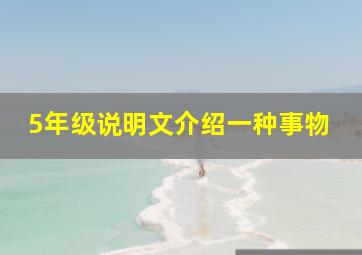 5年级说明文介绍一种事物