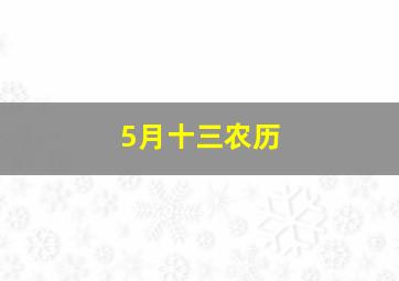 5月十三农历