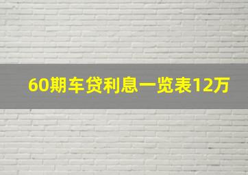 60期车贷利息一览表12万