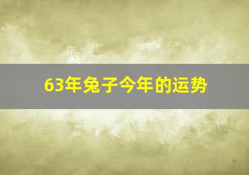 63年兔子今年的运势