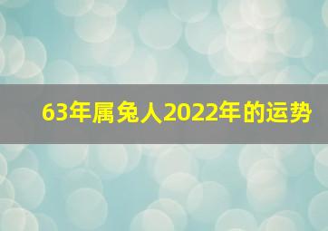 63年属兔人2022年的运势