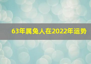 63年属兔人在2022年运势