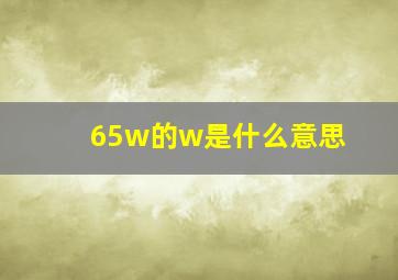 65w的w是什么意思