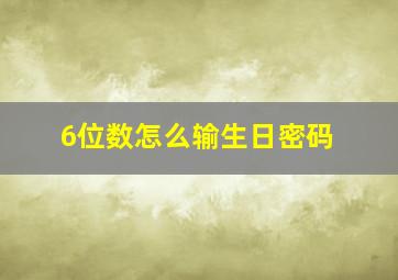 6位数怎么输生日密码