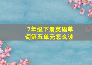 7年级下册英语单词第五单元怎么读