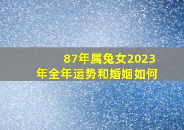 87年属兔女2023年全年运势和婚姻如何