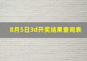 8月5日3d开奖结果查询表