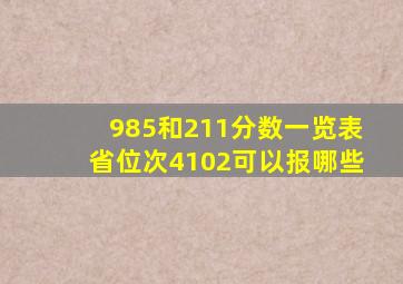 985和211分数一览表省位次4102可以报哪些