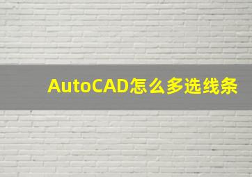 AutoCAD怎么多选线条