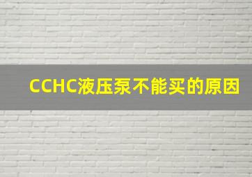 CCHC液压泵不能买的原因