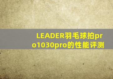 LEADER羽毛球拍pro1030pro的性能评测