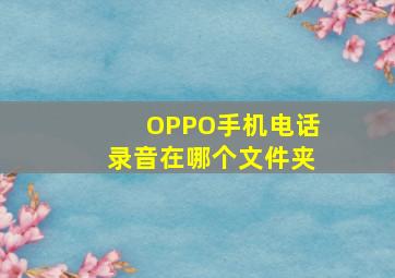 OPPO手机电话录音在哪个文件夹