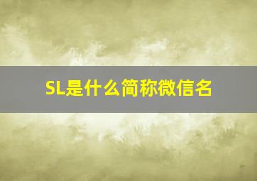 SL是什么简称微信名