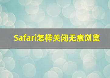 Safari怎样关闭无痕浏览