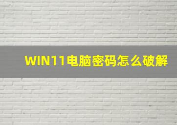 WIN11电脑密码怎么破解