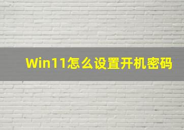 Win11怎么设置开机密码