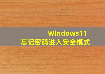 Windows11忘记密码进入安全模式