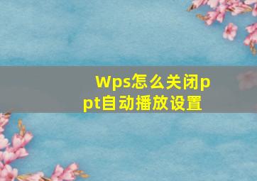 Wps怎么关闭ppt自动播放设置