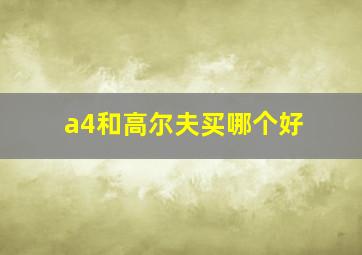 a4和高尔夫买哪个好