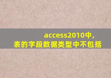 access2010中,表的字段数据类型中不包括