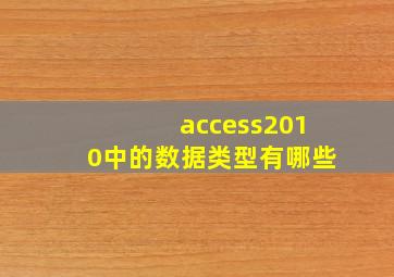 access2010中的数据类型有哪些