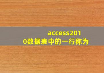 access2010数据表中的一行称为