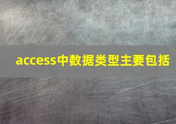 access中数据类型主要包括