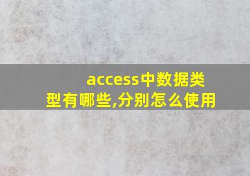 access中数据类型有哪些,分别怎么使用