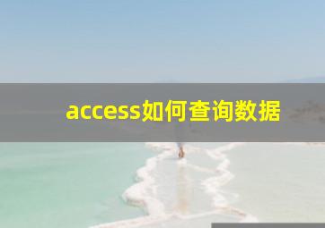 access如何查询数据