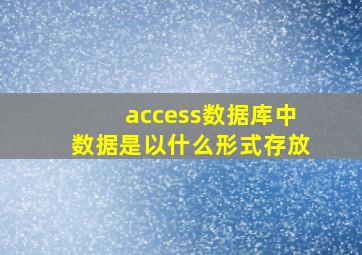 access数据库中数据是以什么形式存放