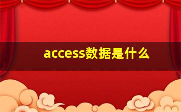 access数据是什么