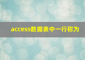 access数据表中一行称为