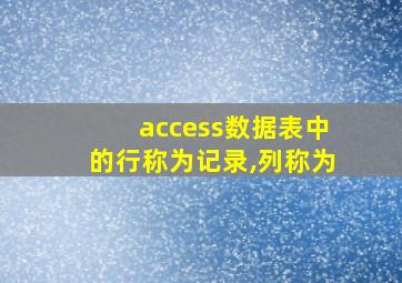 access数据表中的行称为记录,列称为